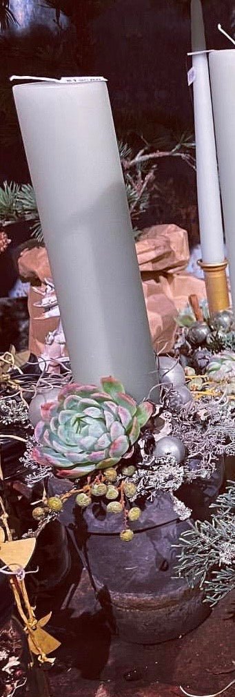 Lys Dekoration med Bloklys - Frk. Mollies Blomsterværksted