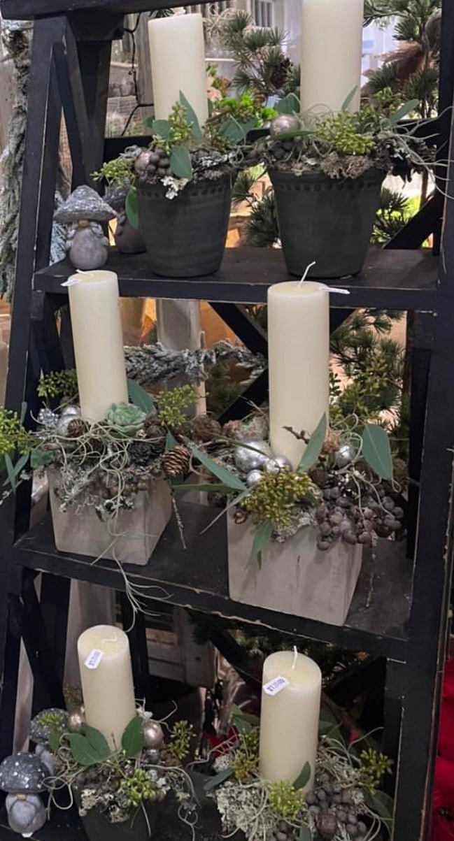 Lys Dekoration med Bloklys - Frk. Mollies Blomsterværksted