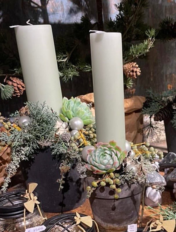 Lys Dekoration med Bloklys - Frk. Mollies Blomsterværksted